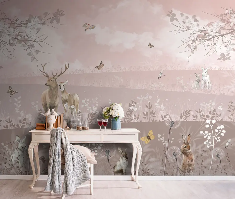 wall murals Дреами Пинк Ворлд са јеленом u94165