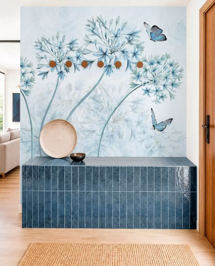 wall murals Биљка, цвет и плава u35495