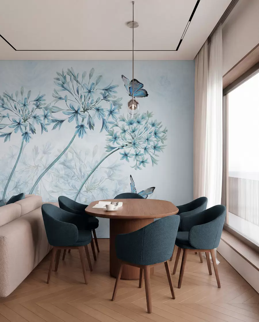 wall murals Биљка, цвет и плава u35495