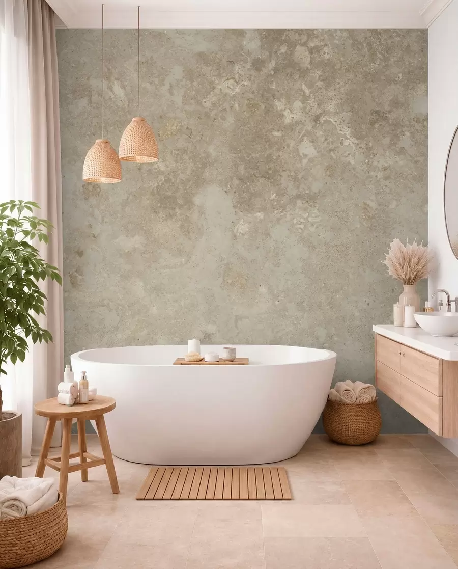 wall murals Prošaran kamen u sivom bežu u94384