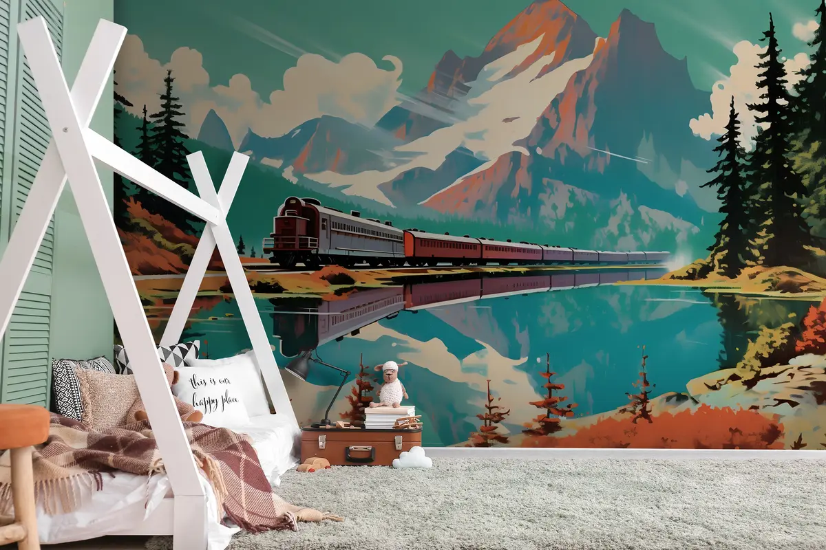 wall murals Планински пејзаж и воз u94759