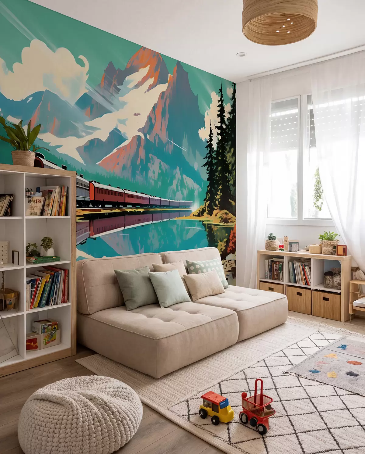 wall murals Планински пејзаж и воз u94759