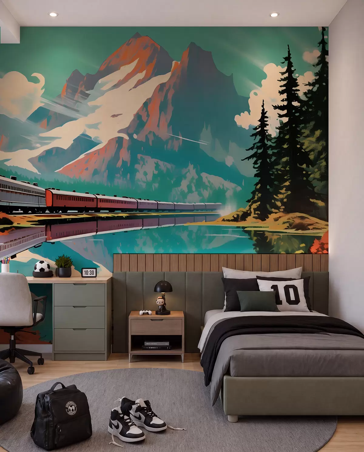 wall murals Планински пејзаж и воз u94759