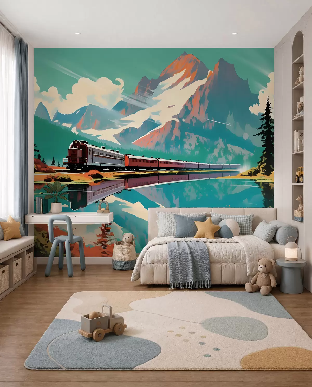 wall murals Планински пејзаж и воз u94759