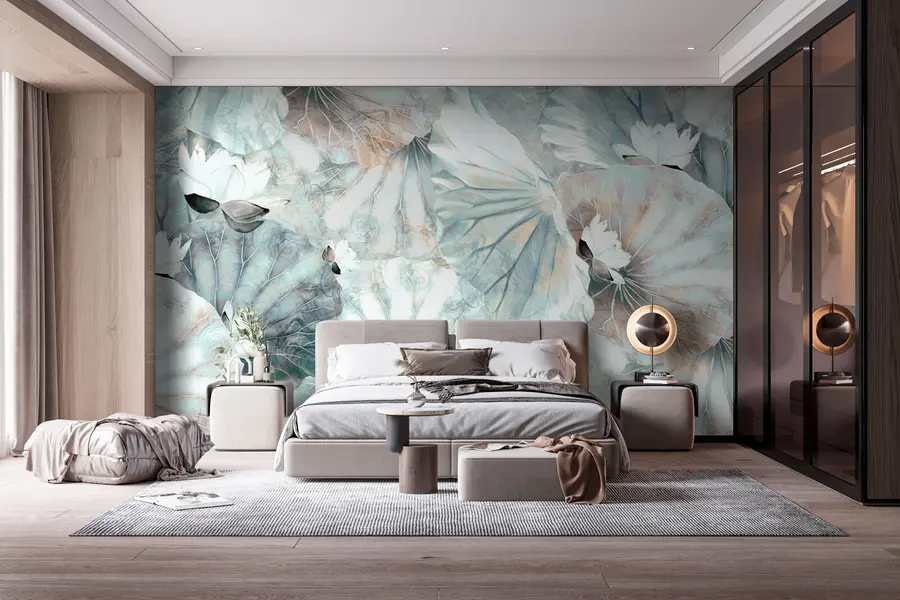 wall murals Нова велика водена вода на лили са белим цвећем u94276