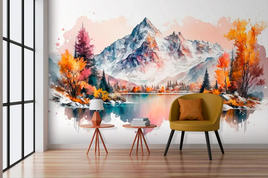 wall murals Планински пејзажни пејзажни пејзажни пејзажни пејзаж са снегом на врховима u94782
