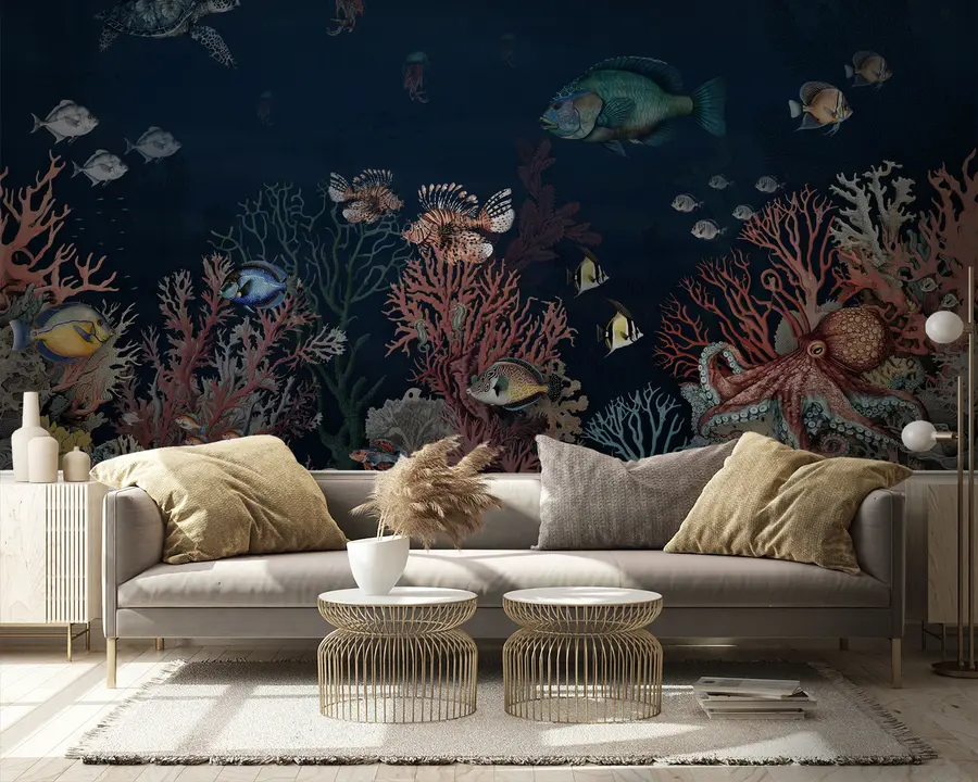 wall murals Корални гребени и риба у дубини залива u94467