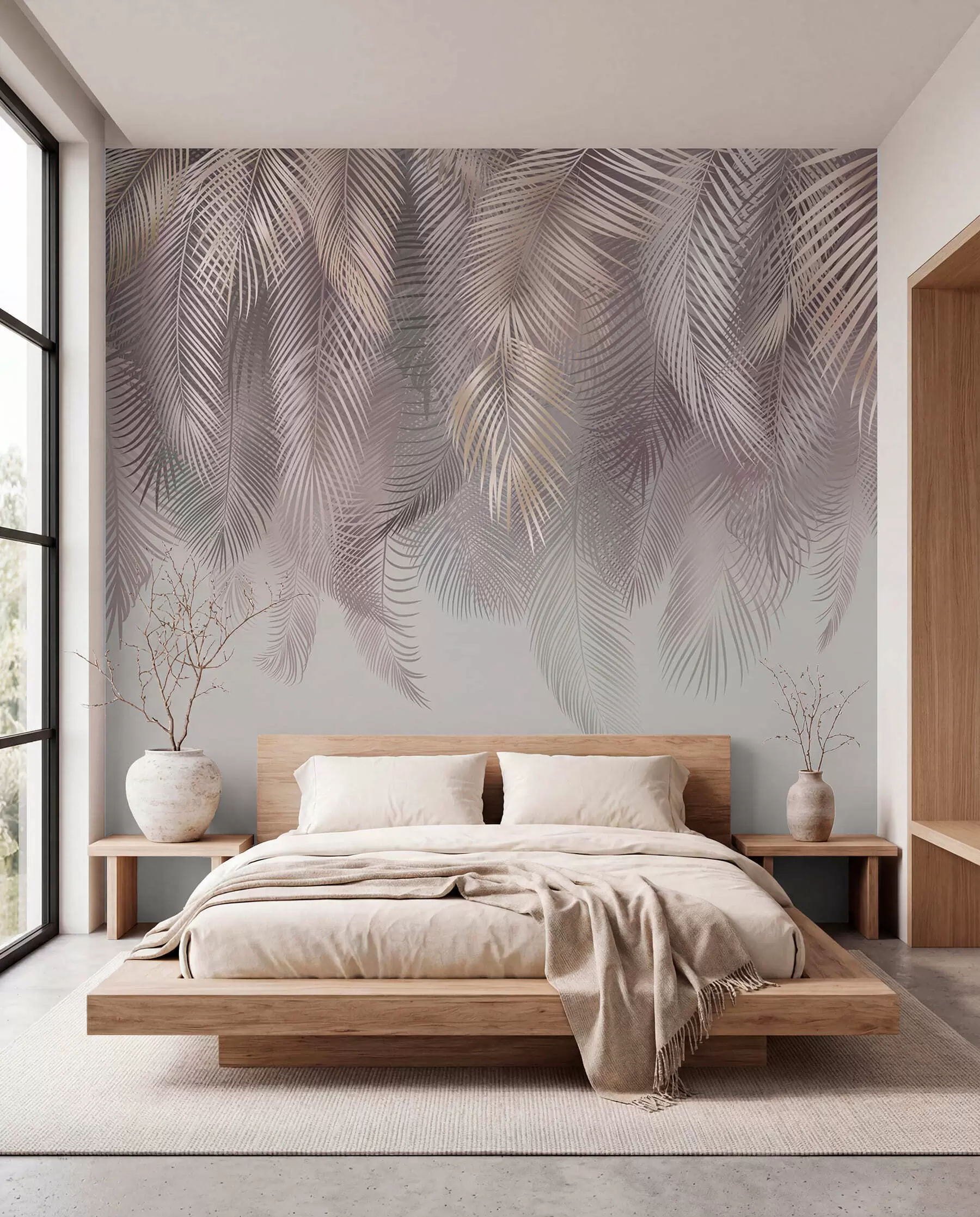 wall murals Ружичасти палмини листови u94375