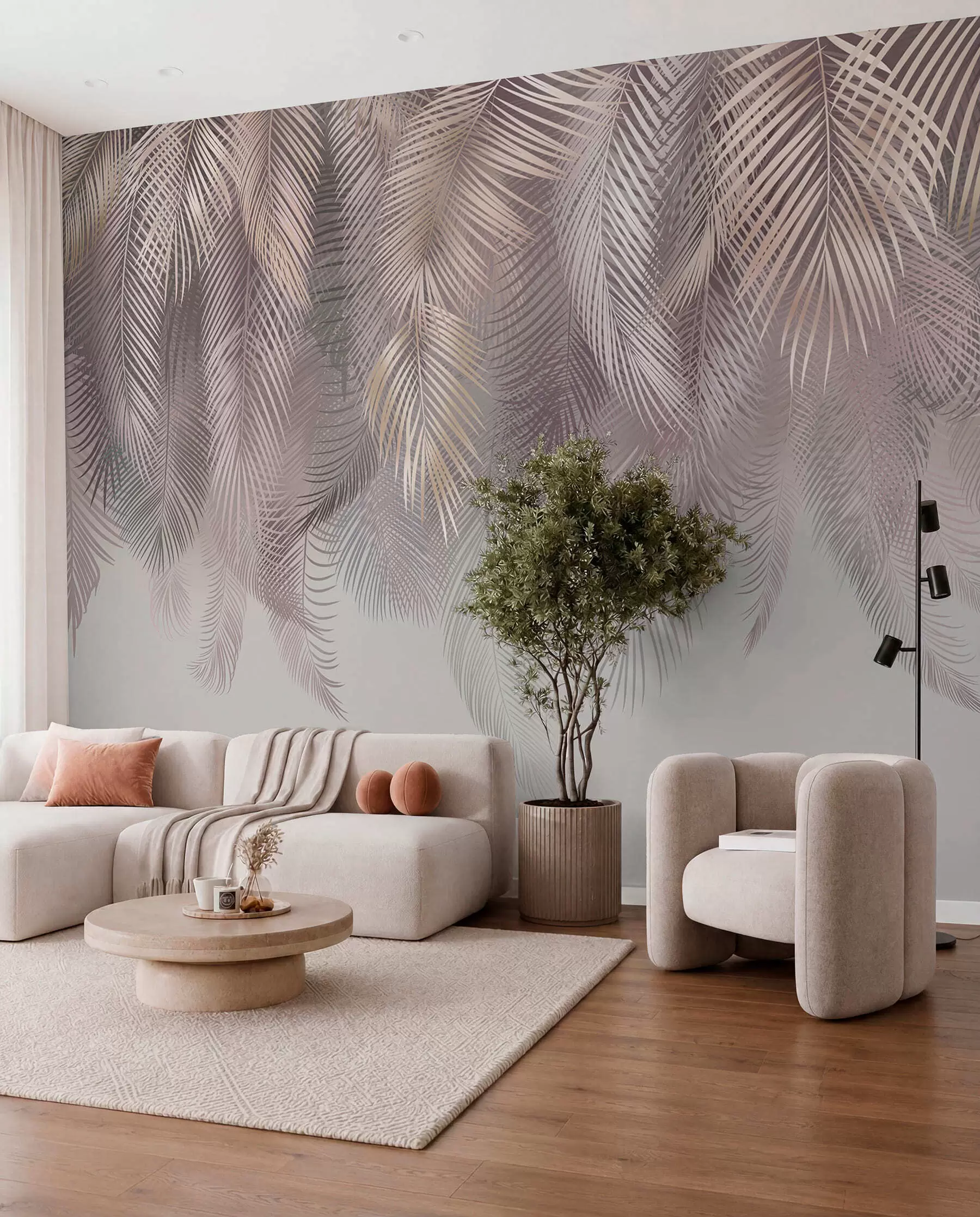 wall murals Ружичасти палмини листови u94375