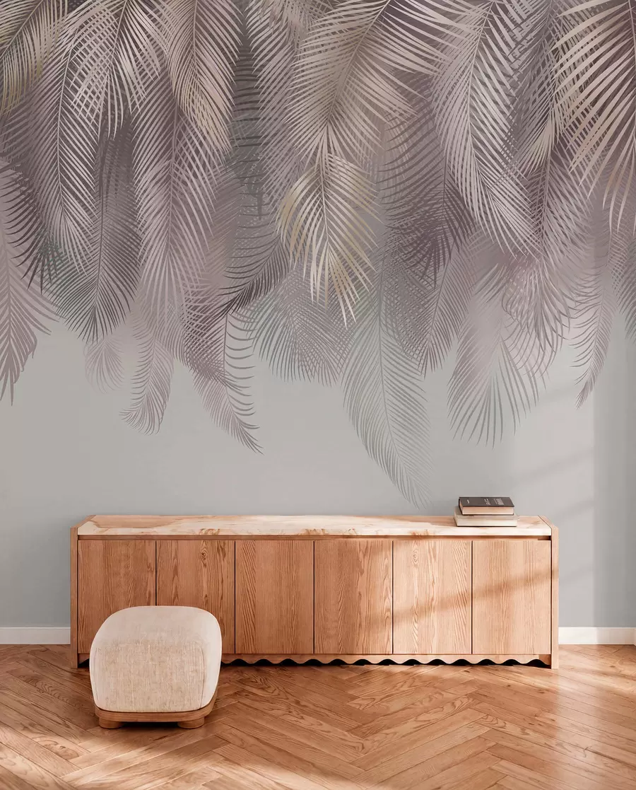 wall murals Ружичасти палмини листови u94375