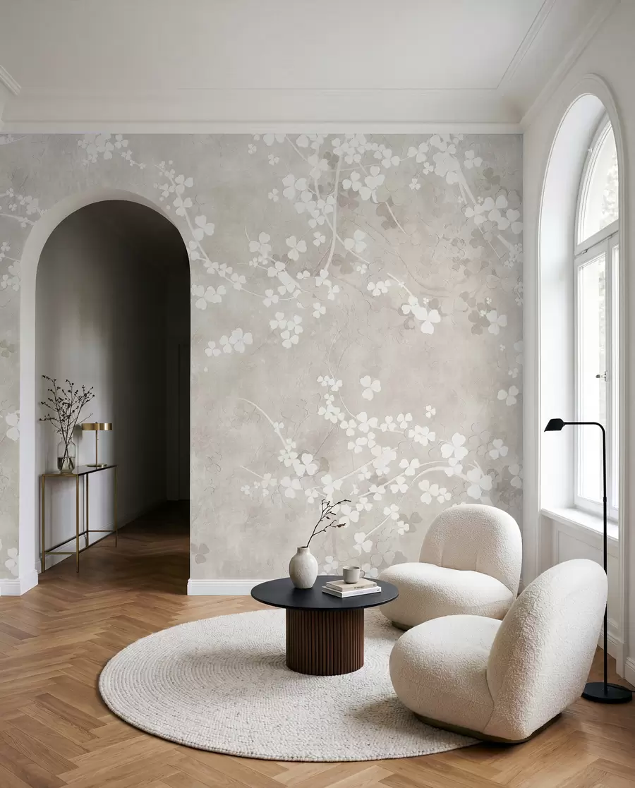 wall murals Бели крхки гранчице и цвеће u94458