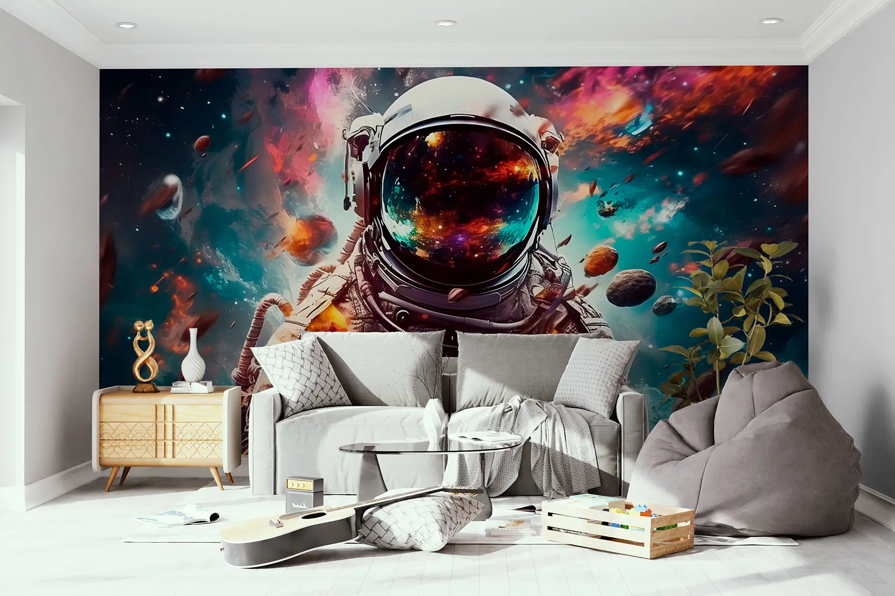 wall murals Космонаут на позадини универзума u95147