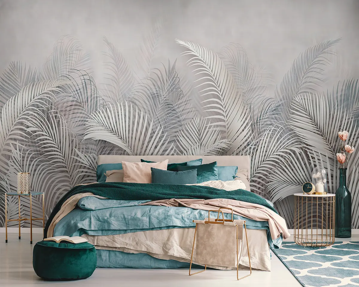 wall murals Тропска палми оставља у деликатној боји u94511