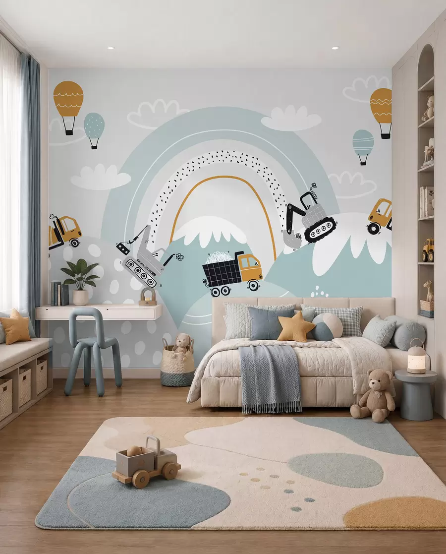 wall murals Mali graditelji u brdima u95046