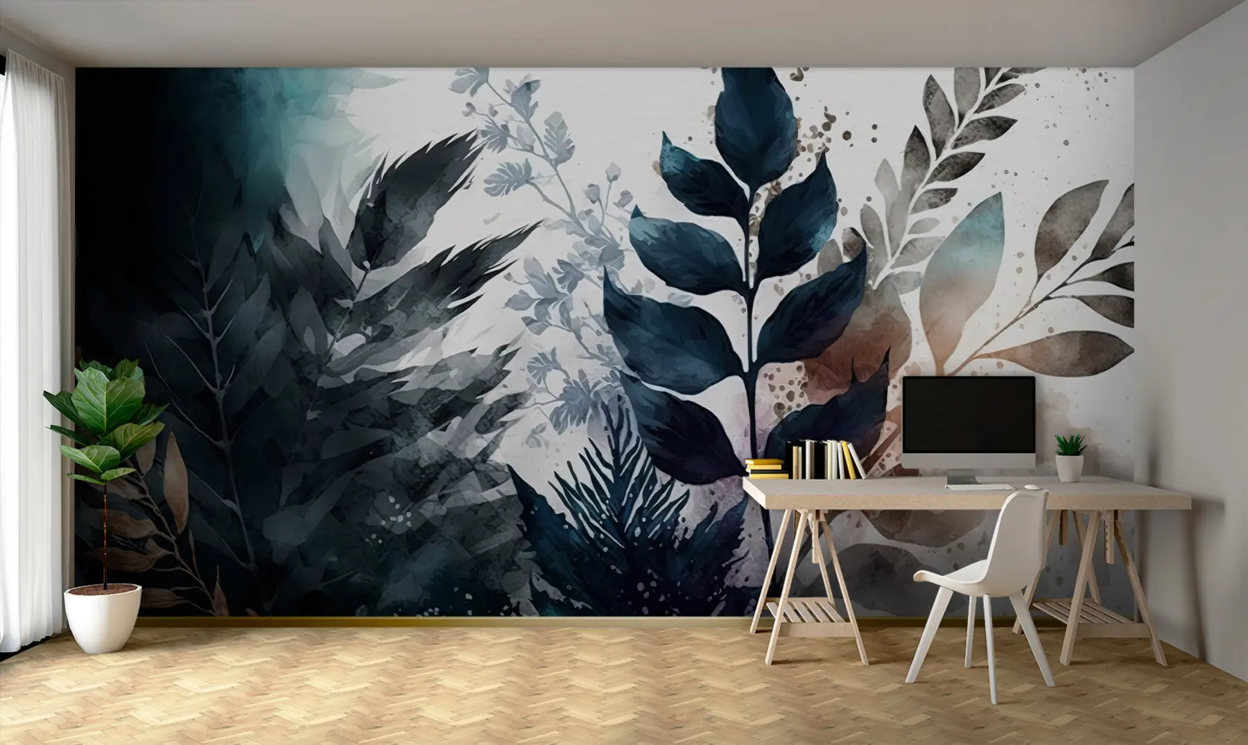wall murals Листови акварела u75436