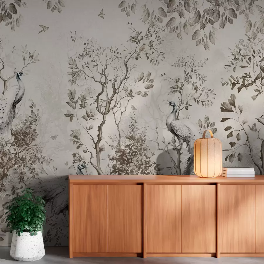 wall murals Башта са крхким птицама, пауновима u94850