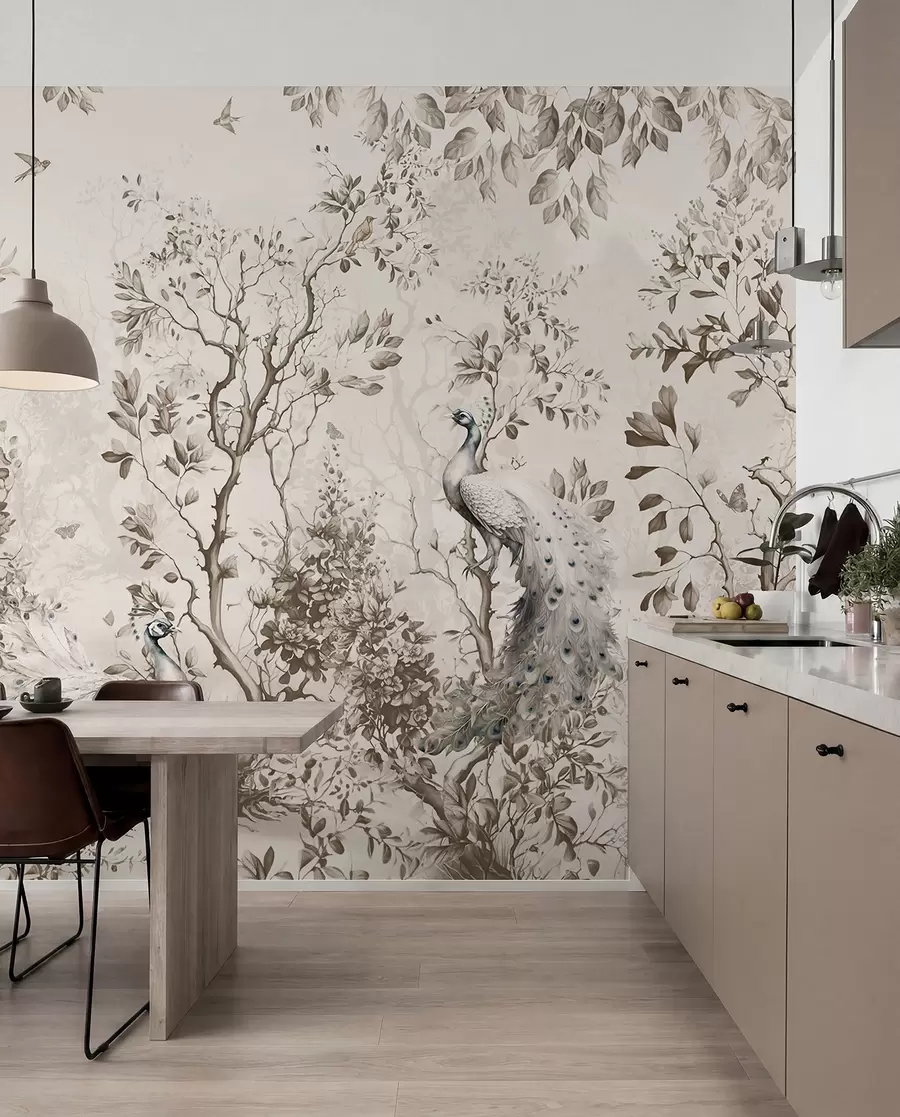 wall murals Башта са крхким птицама, пауновима u94850