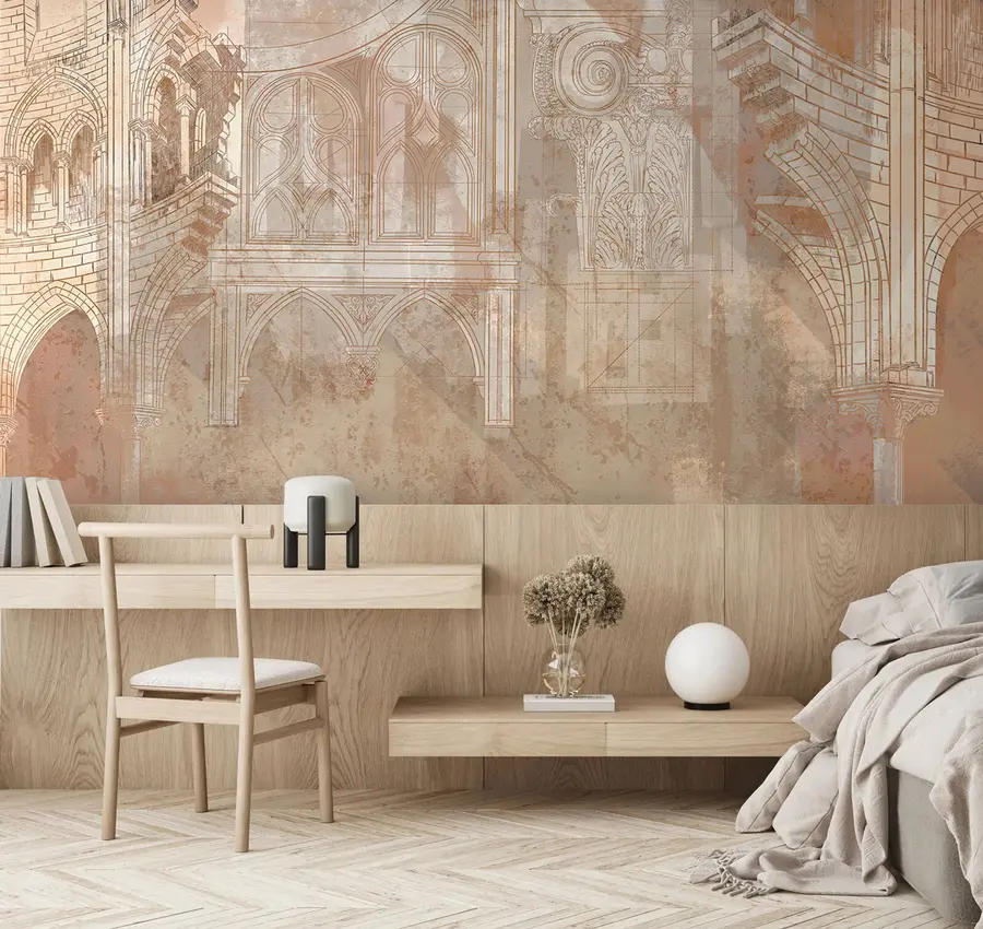 wall murals Архитектонски уметнички цртеж стубова и монограма u95126