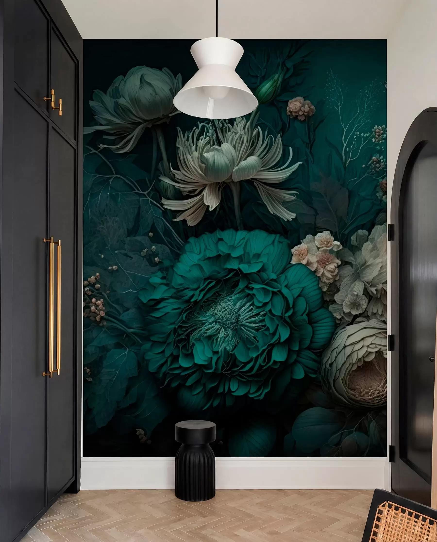 wall murals Cvijeće na noćnom zelenilu u75402