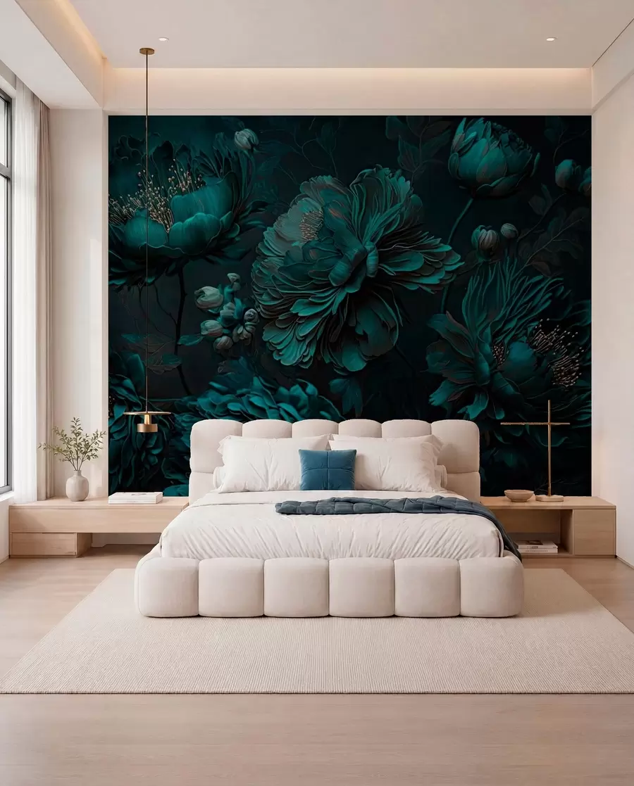 wall murals Božuri u smaragdnoj boji u75411