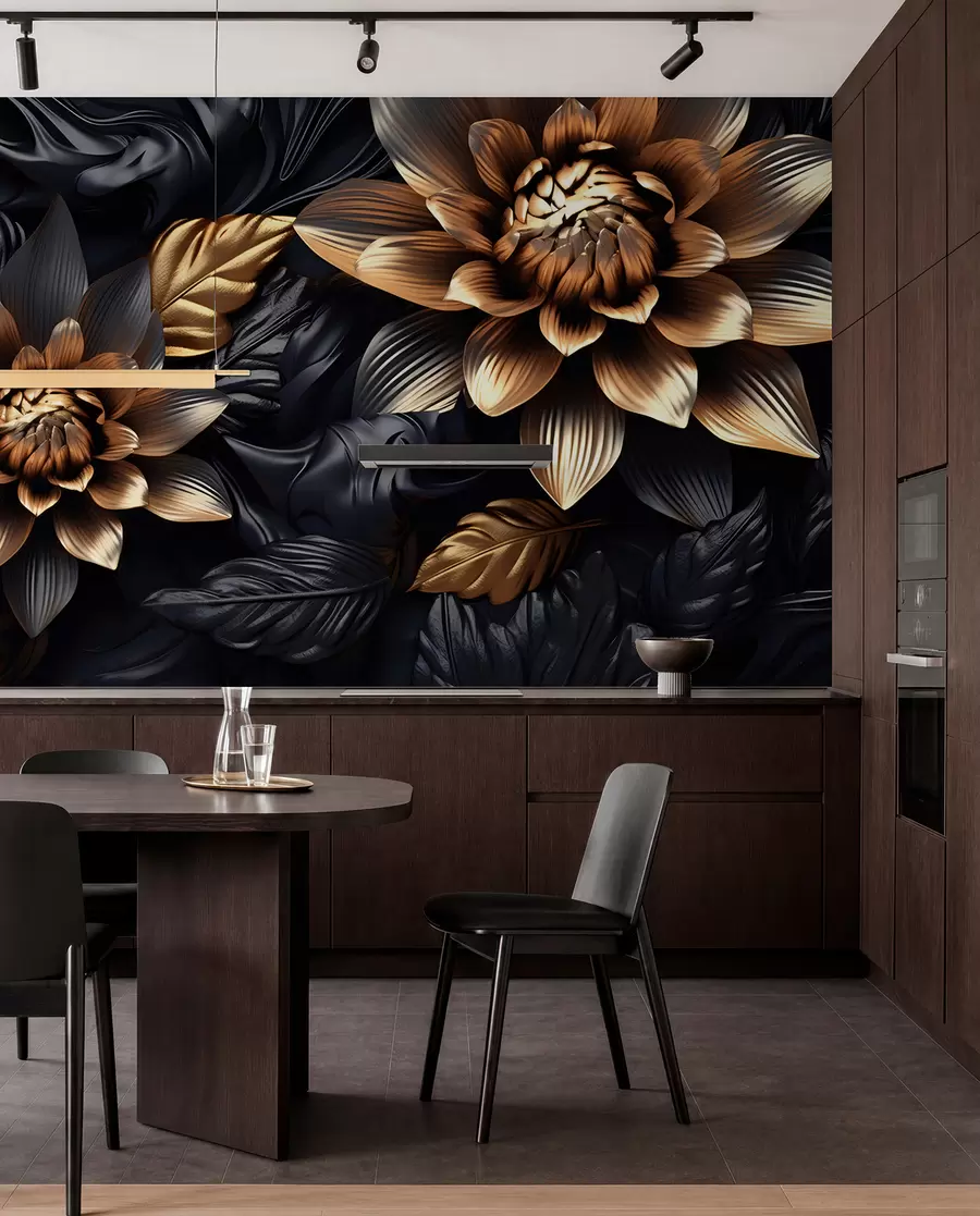 wall murals Црно волуминозно цвеће u95244