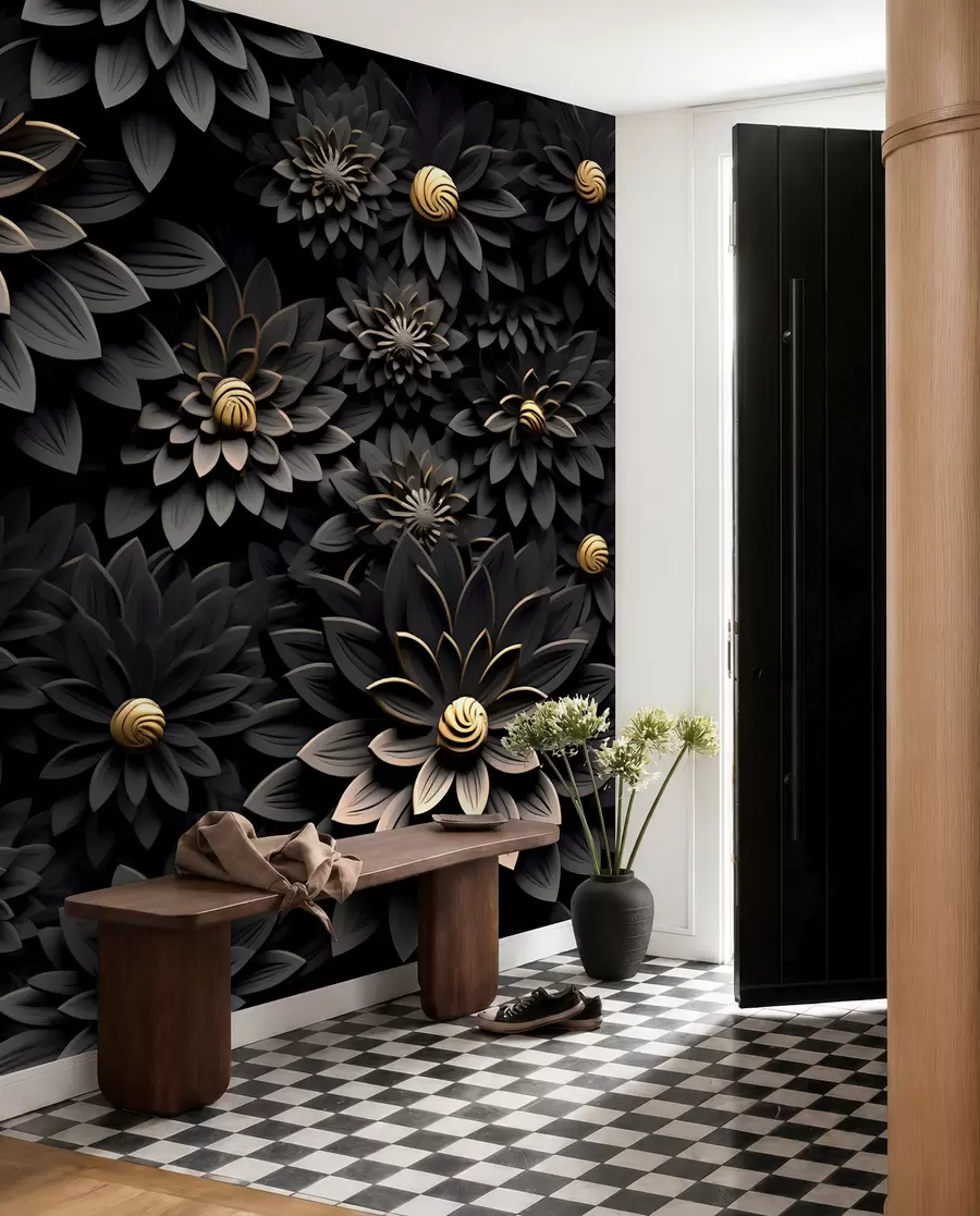 wall murals Vrt crnih latica u95249