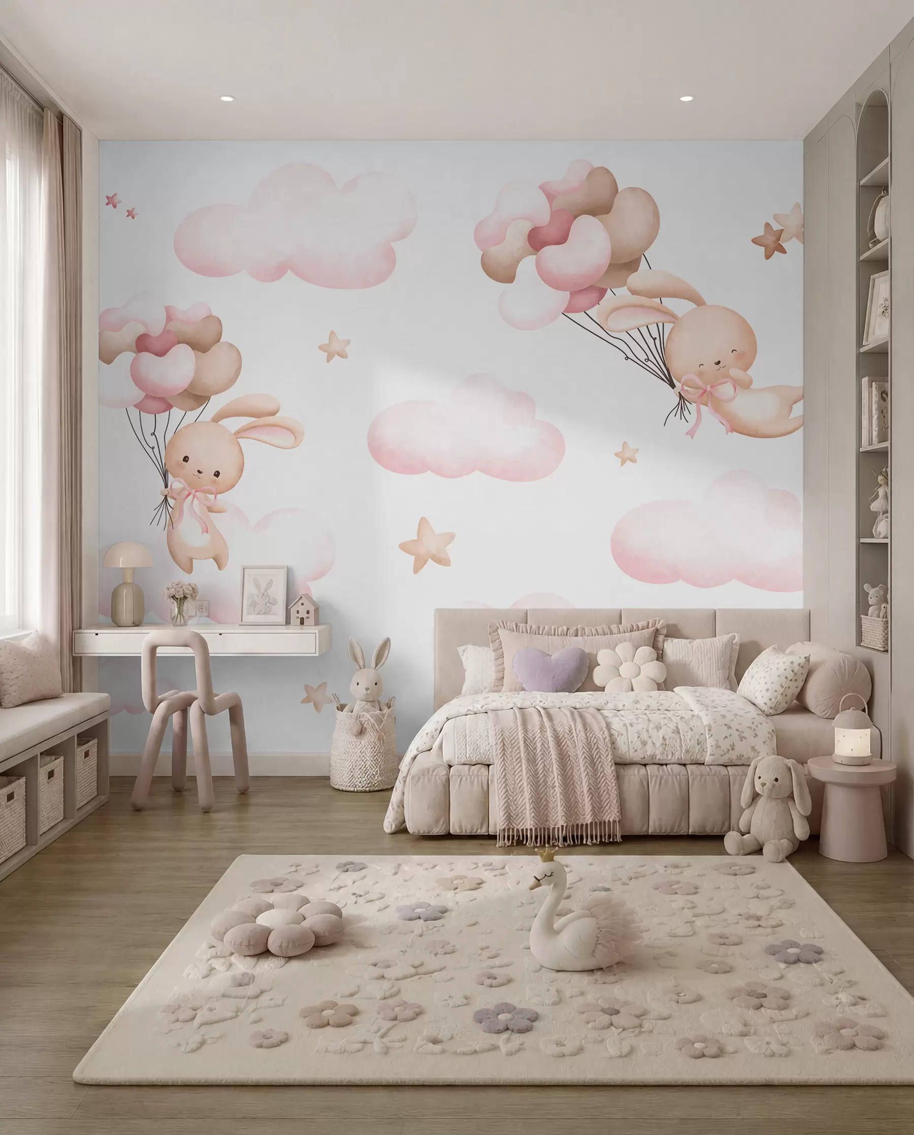 wall murals Zečići na putu balonom u95399