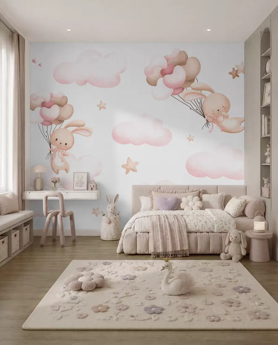 wall murals Zečići na putu balonom u95399