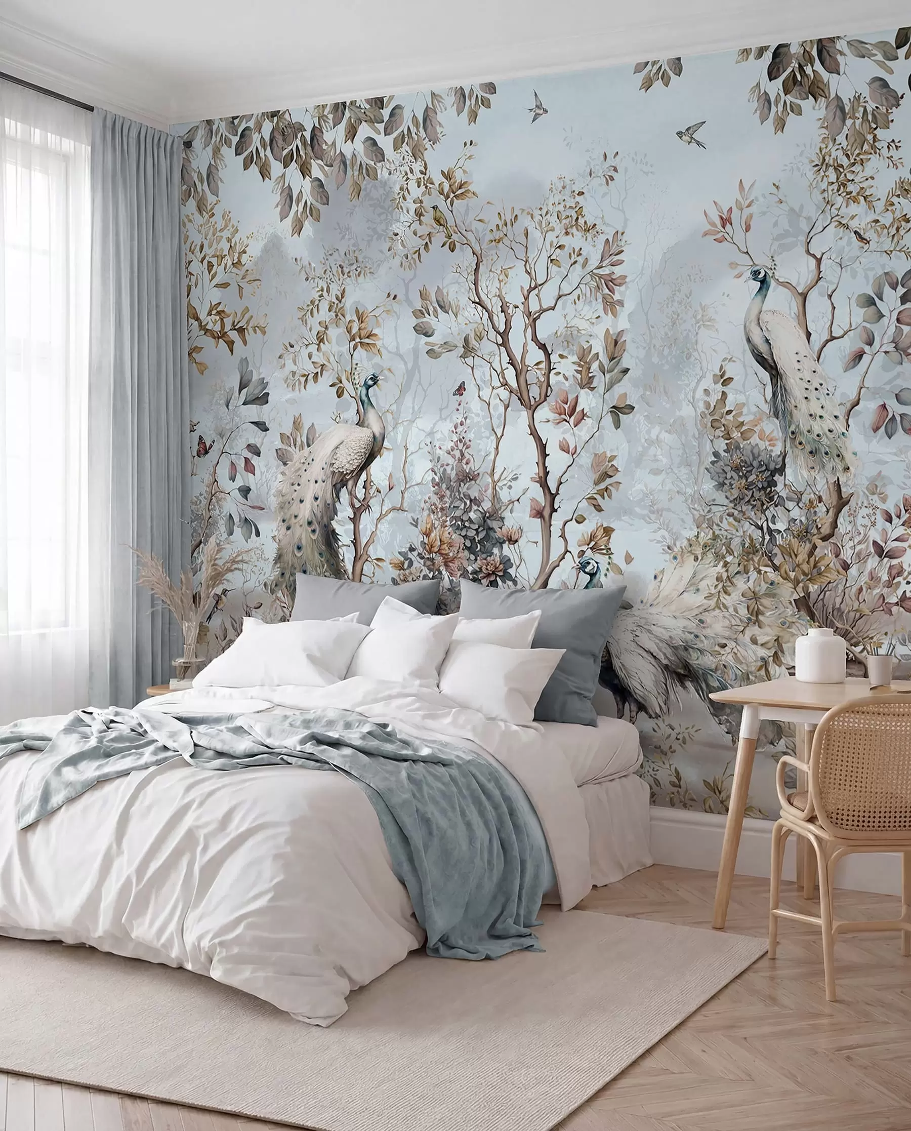 wall murals Paunovi među cvijećem u94849
