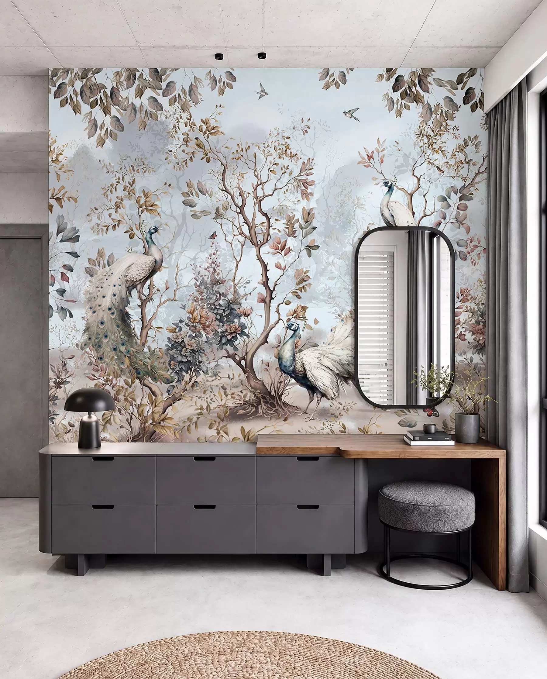 wall murals Цхиноисерие кинески стил биљке и паун u94849