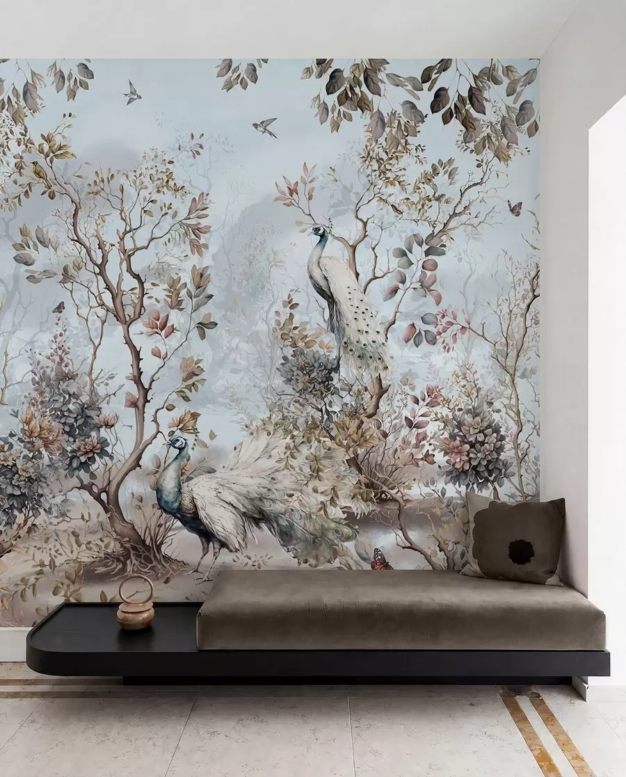 wall murals Paunovi među cvijećem u94849