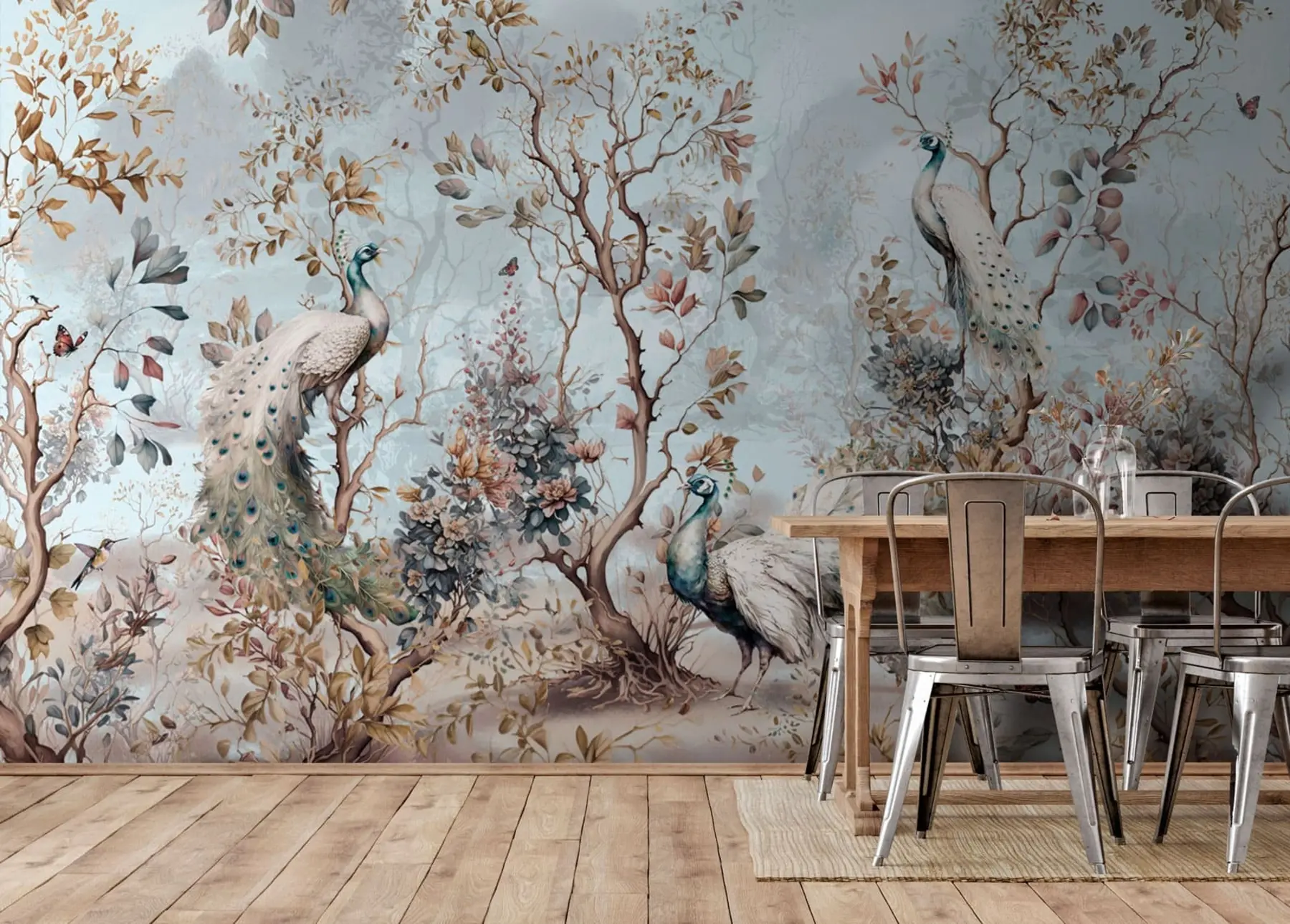 wall murals Цхиноисерие кинески стил биљке и паун u94849