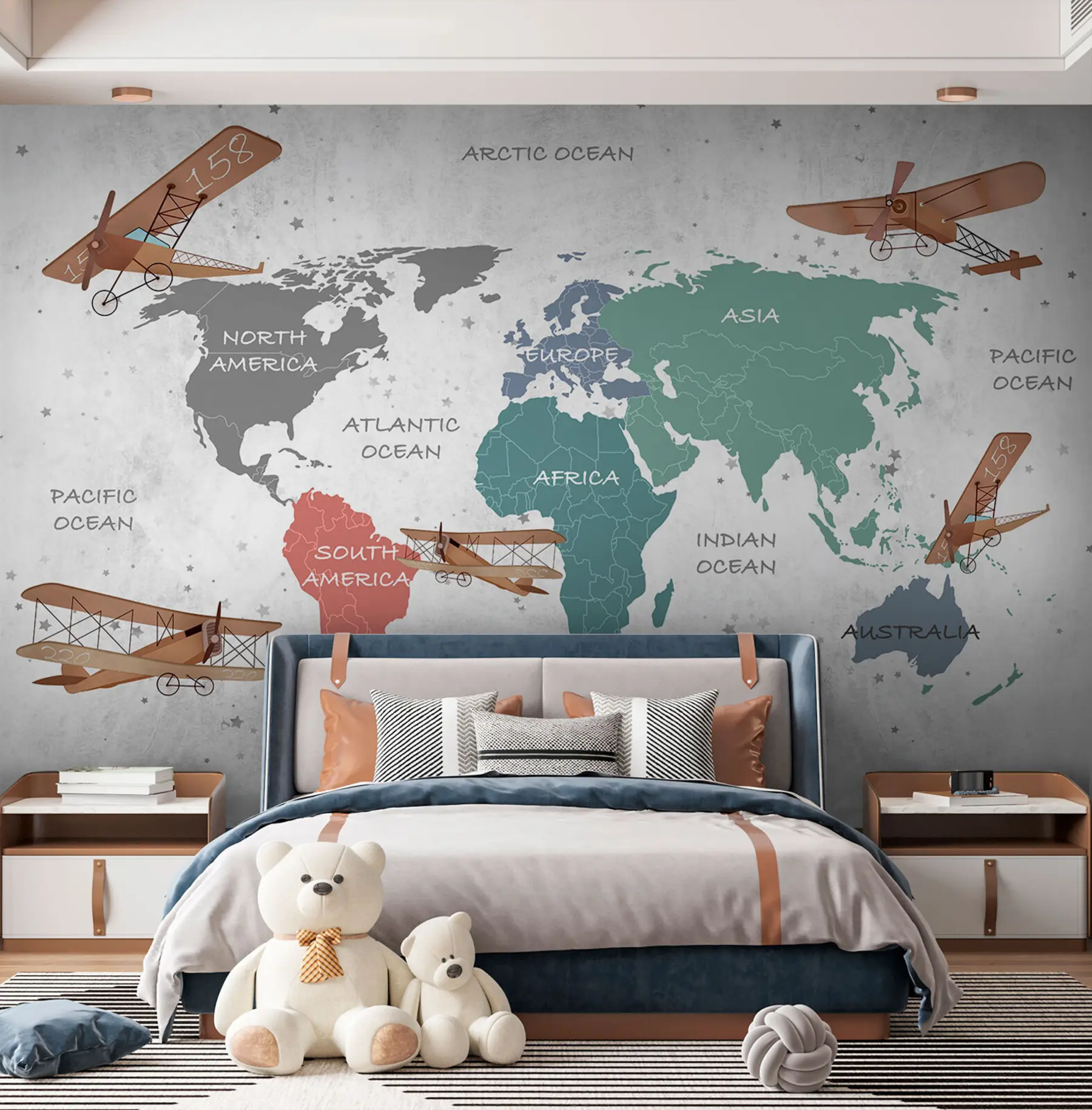 wall murals Мапа боја света за дечију собу u95498