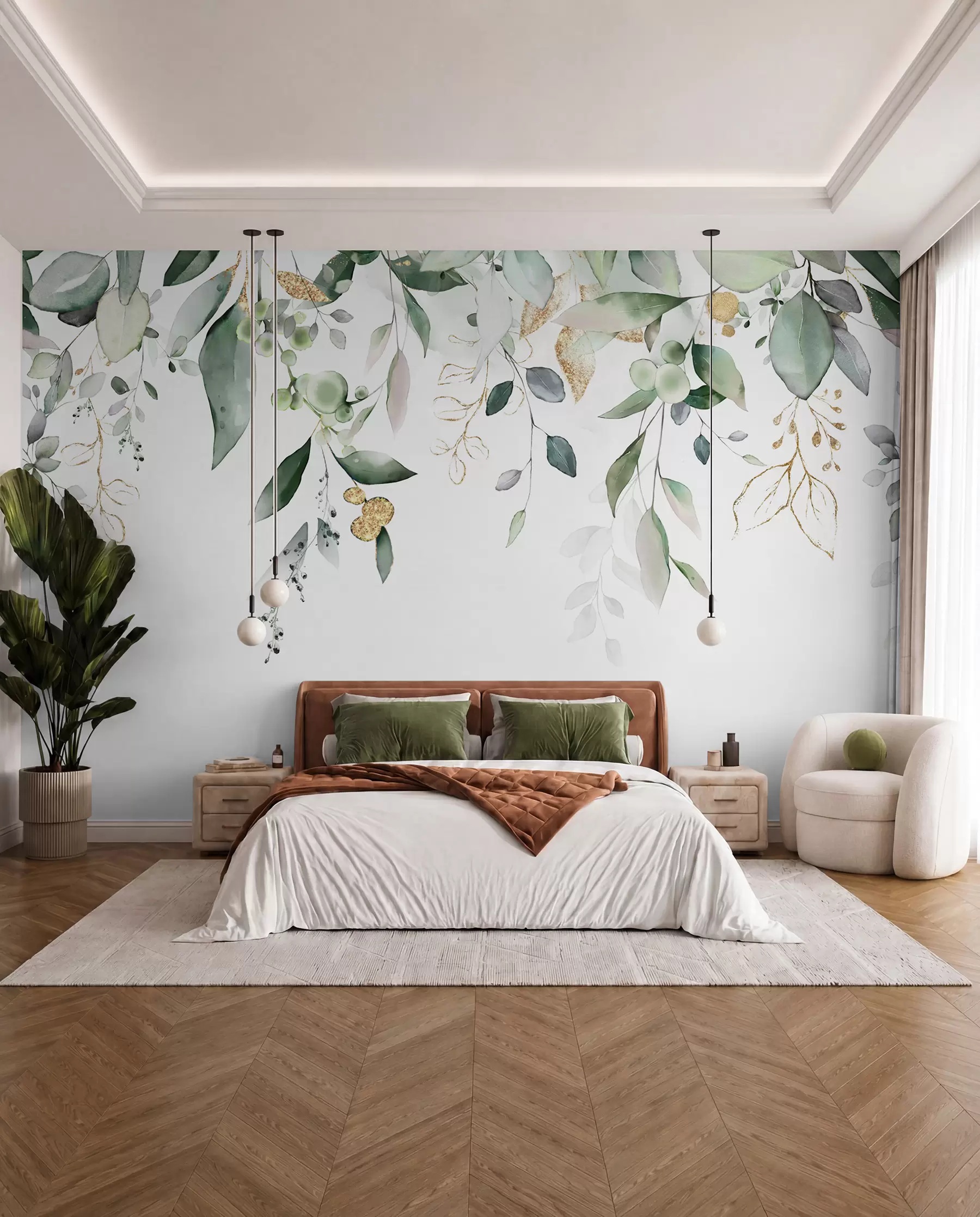 wall murals Zavjesa lišća eukaliptusa u95506