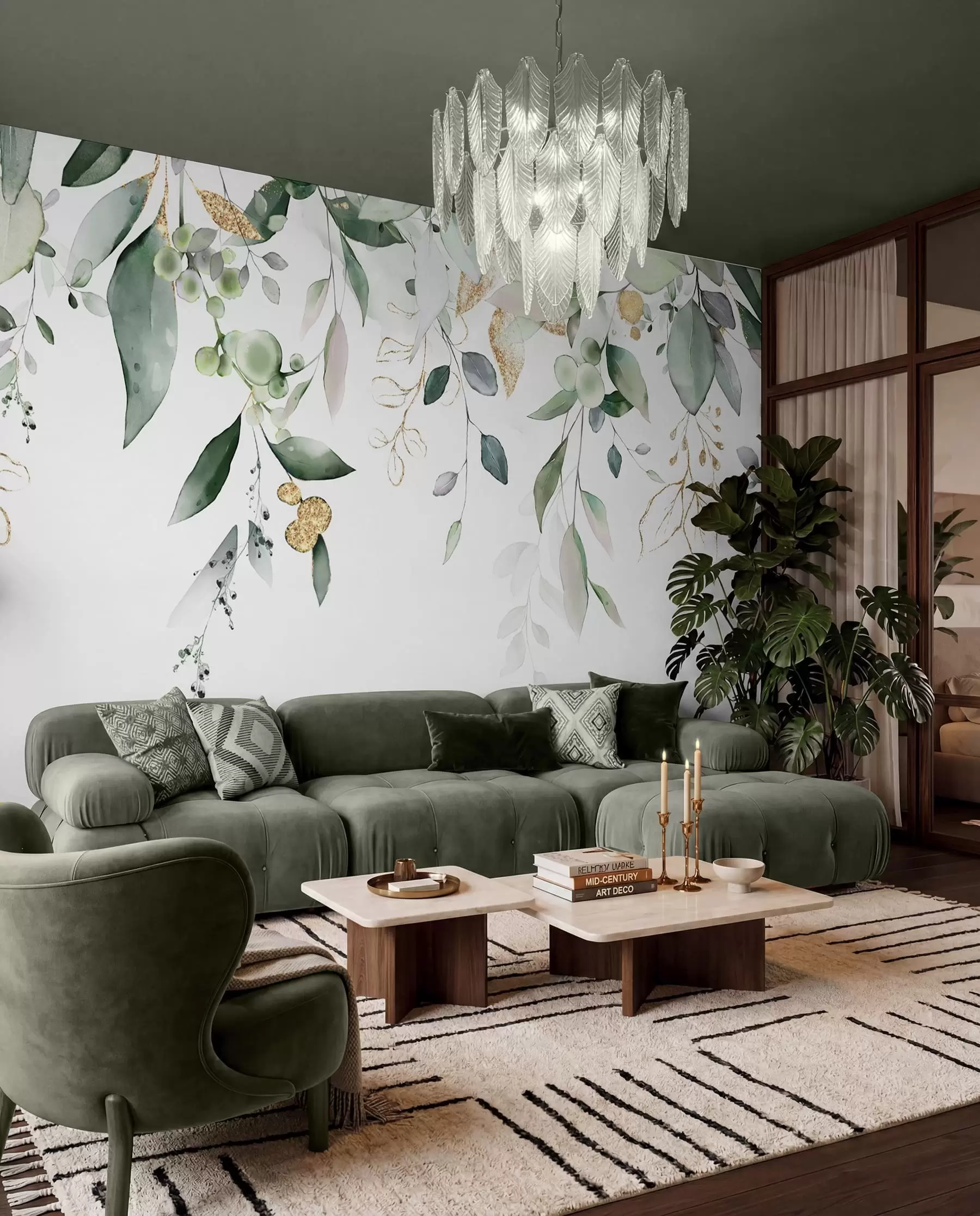 wall murals Zavjesa lišća eukaliptusa u95506
