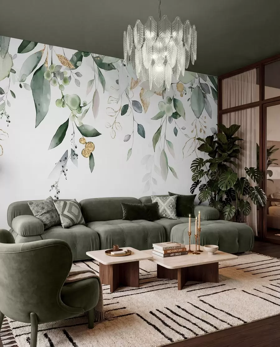 wall murals Zavjesa lišća eukaliptusa u95506