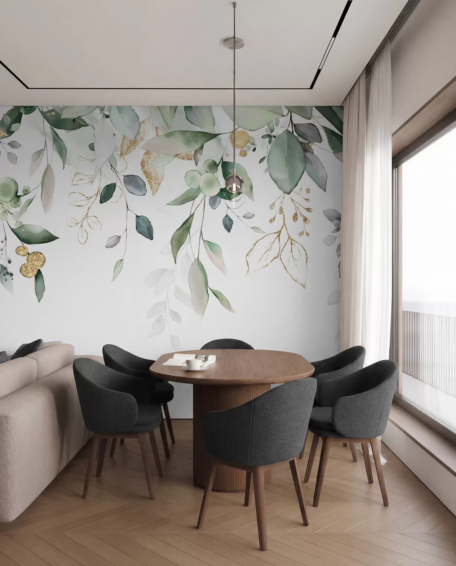 wall murals Zavjesa lišća eukaliptusa u95506