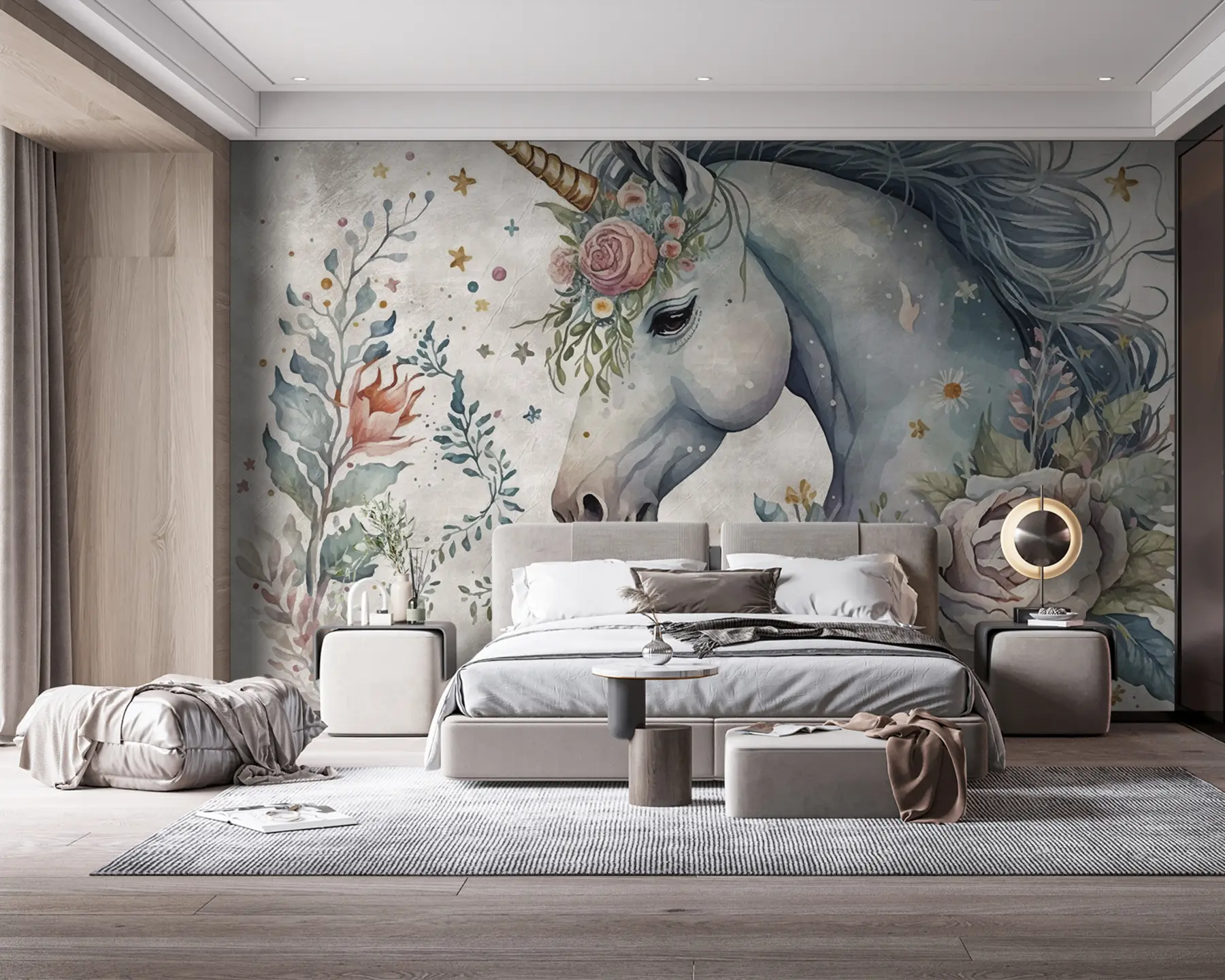 wall murals Једнорог у цвећу u95404