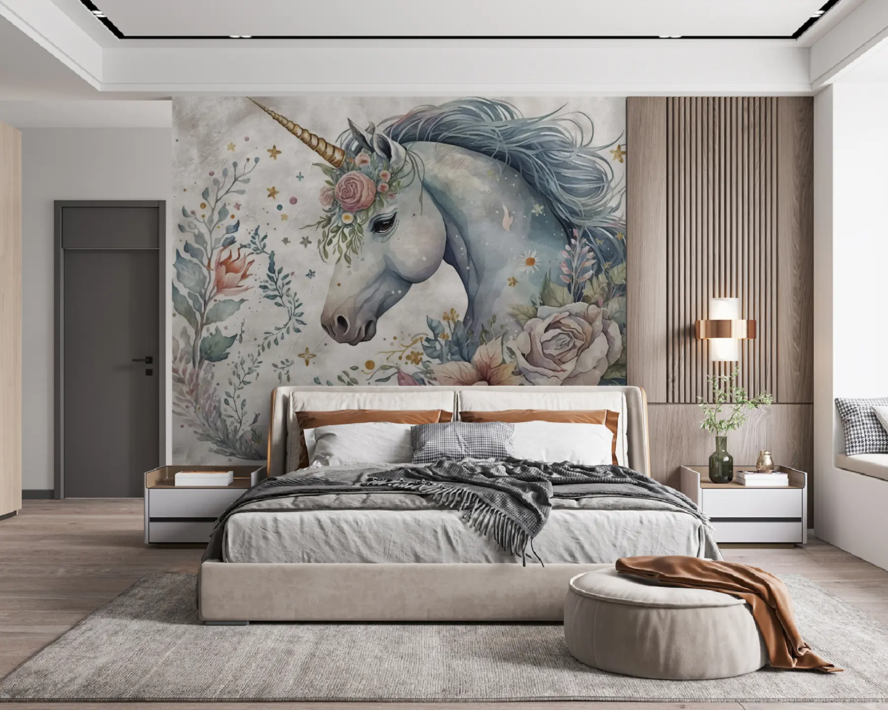 wall murals Једнорог у цвећу u95404