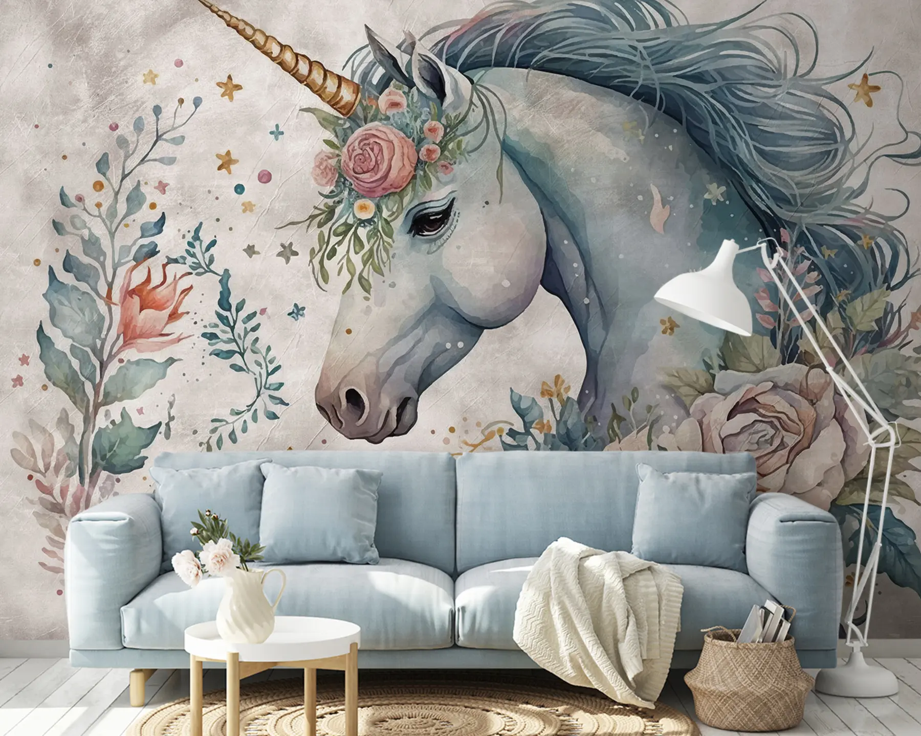 wall murals Једнорог у цвећу u95404