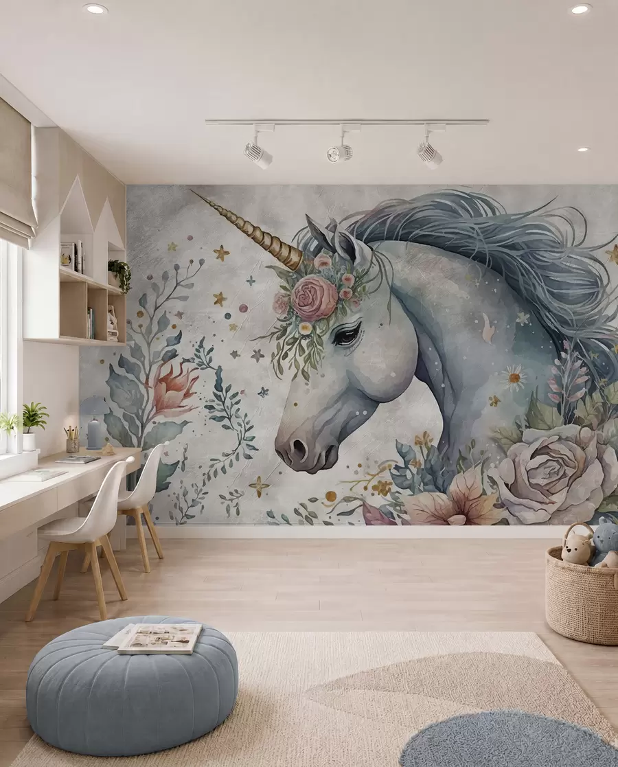 wall murals Једнорог у цвећу u95404