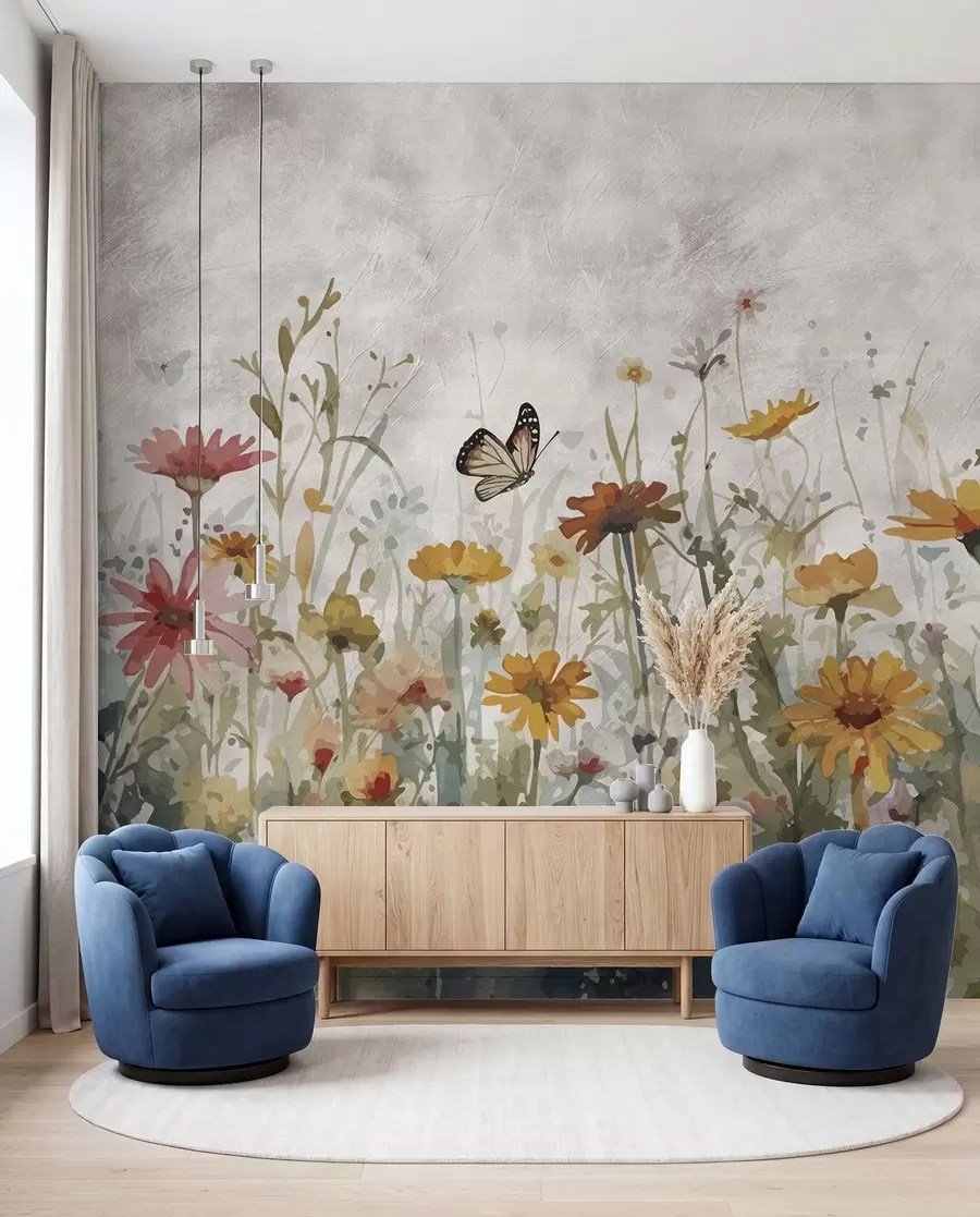 wall murals Leptiri među cvijećem u95406