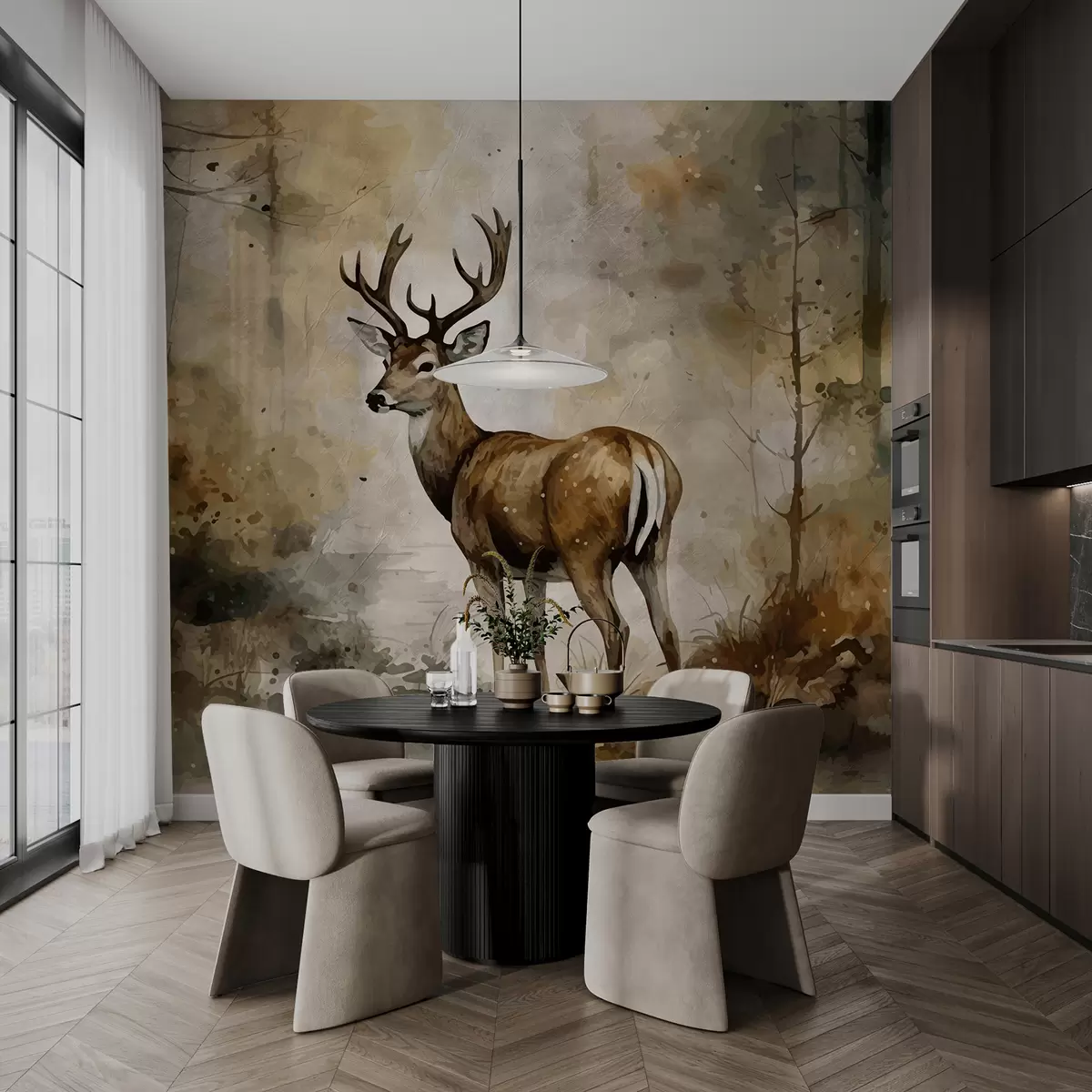 wall murals Ручно нацртано јелена у шуми u95410