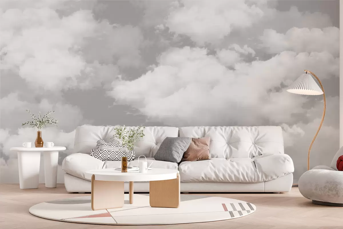 wall murals Бијели облаци на сивом небу нови су тренд у унутрашњости u94178
