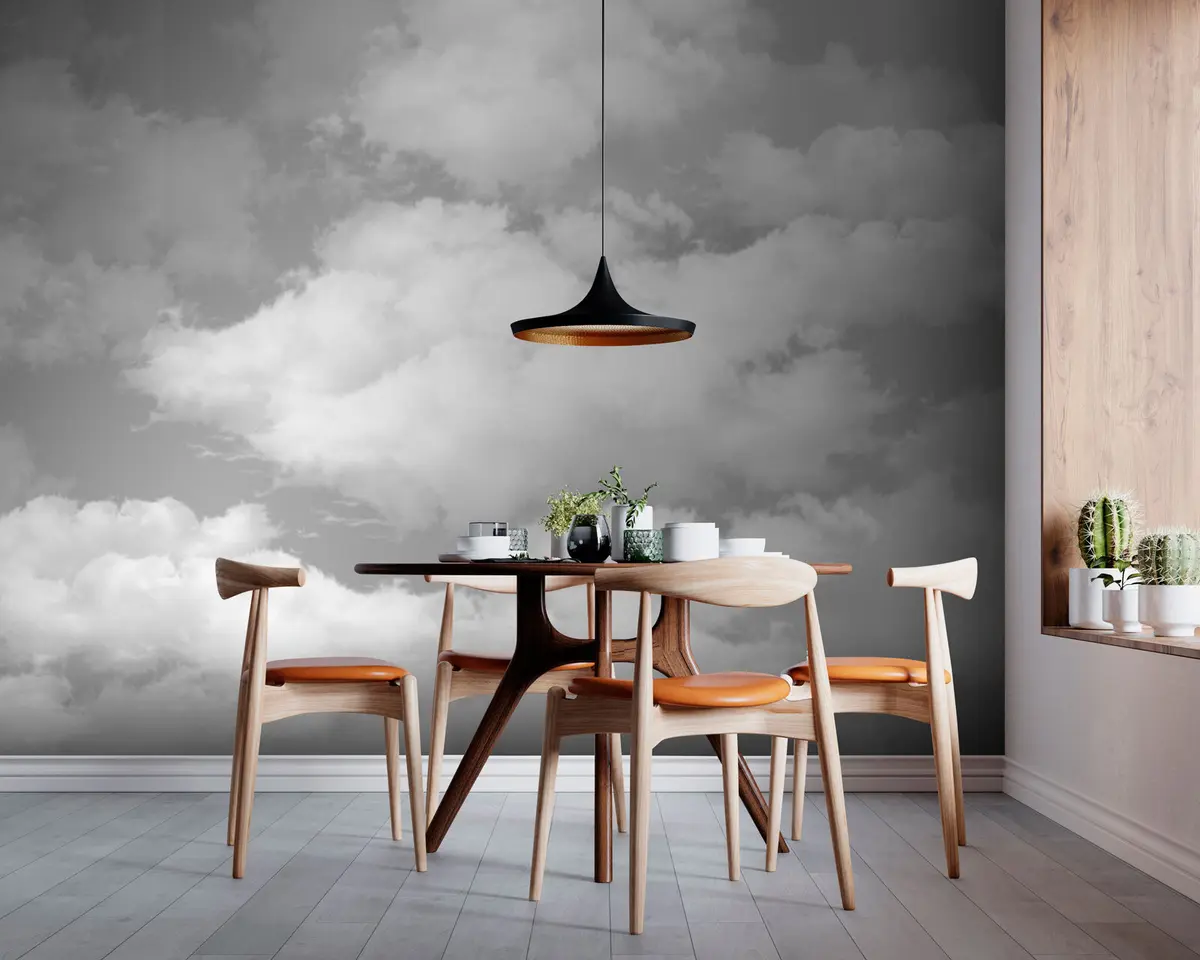 wall murals Бијели облаци на сивом небу нови су тренд у унутрашњости u94178