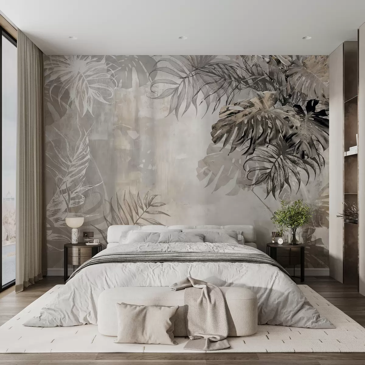 wall murals Дизајн тропске лишће помоћу текстуре грунге u94647