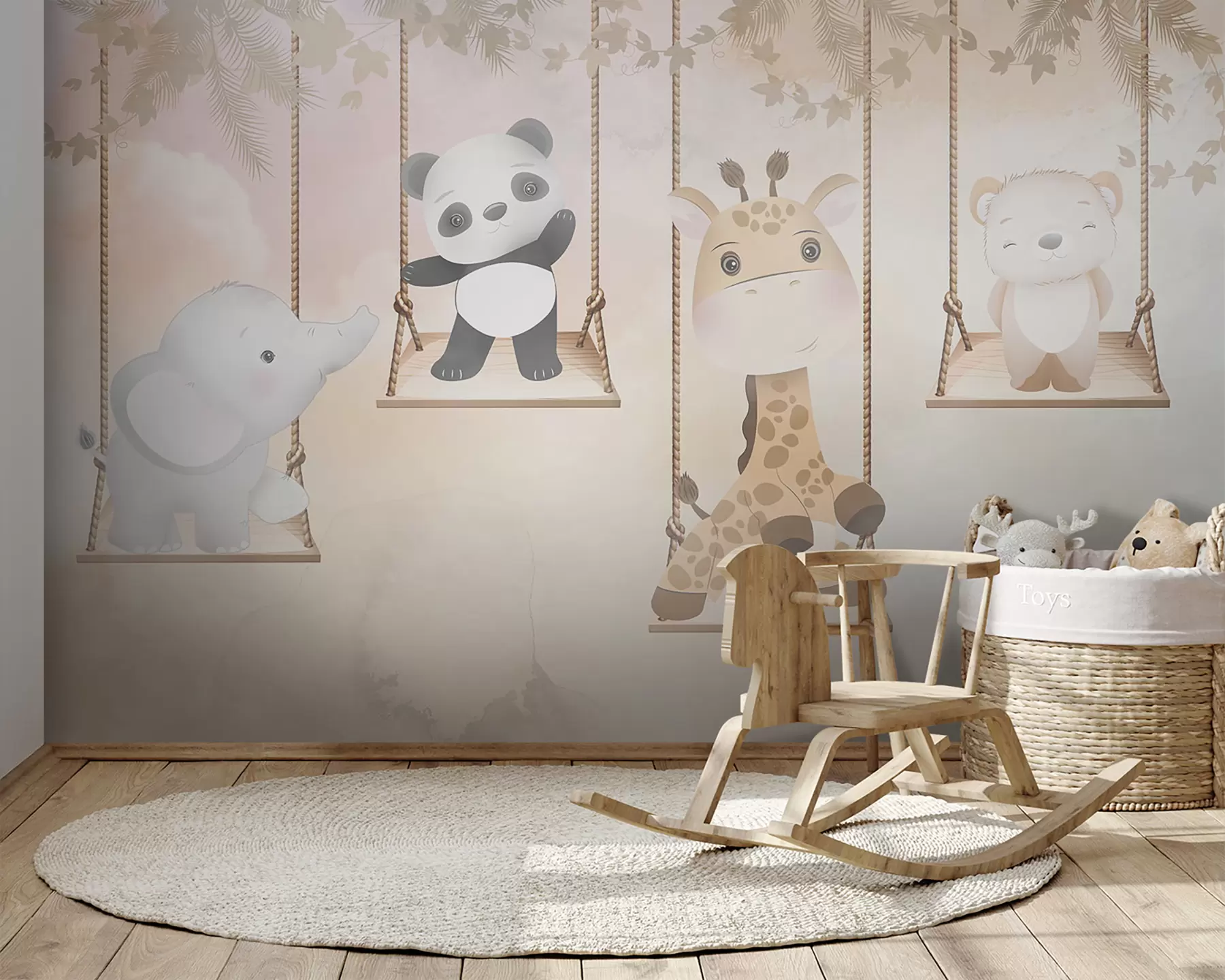 wall murals Животиње на љуљању на нежној позадини u95699