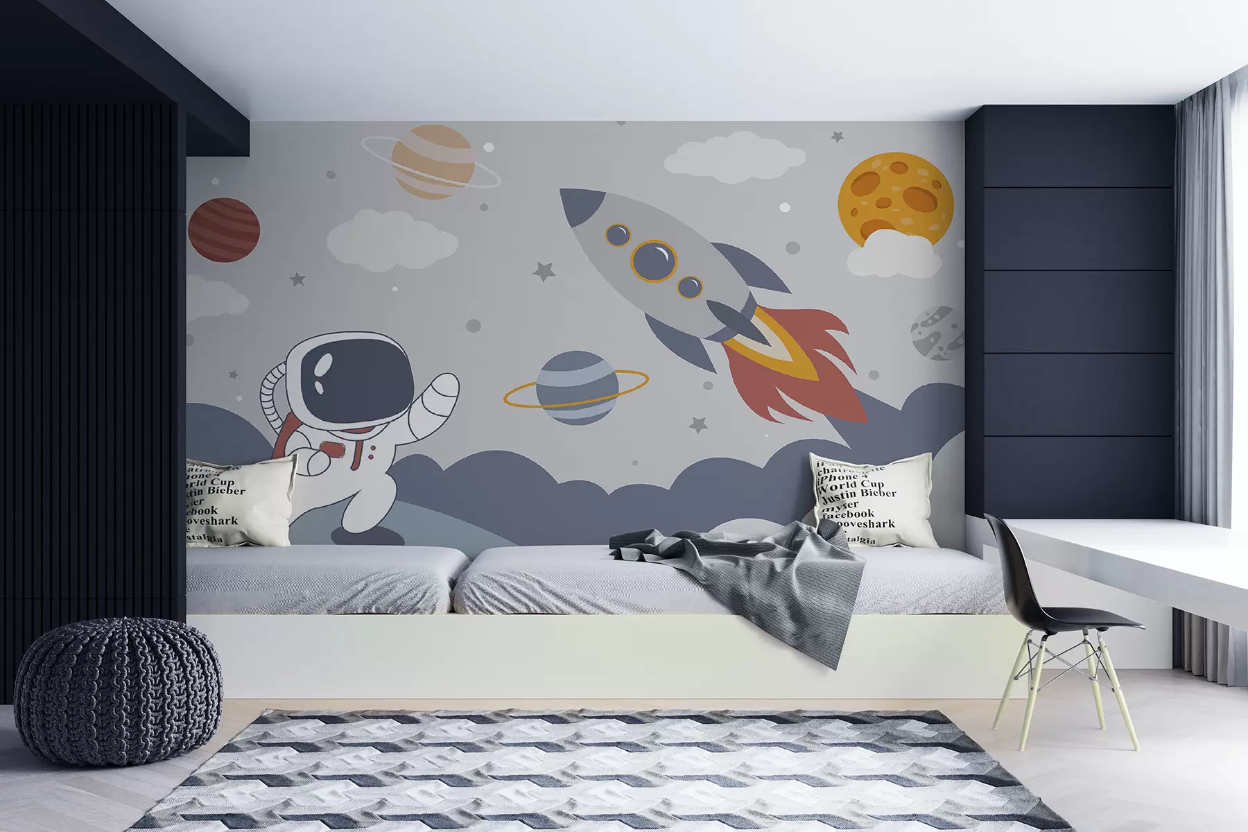 wall murals Астронаут, ракета и планете u95706