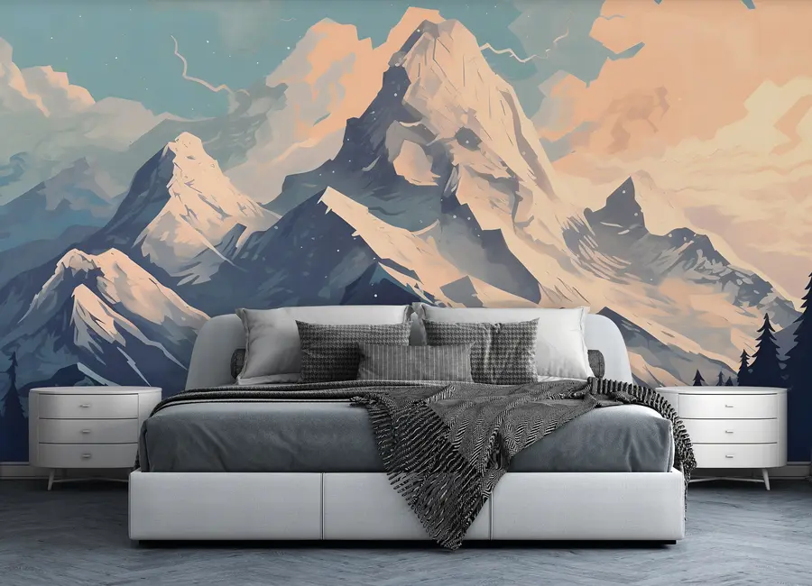 wall murals Планински врх снега покривено u95995