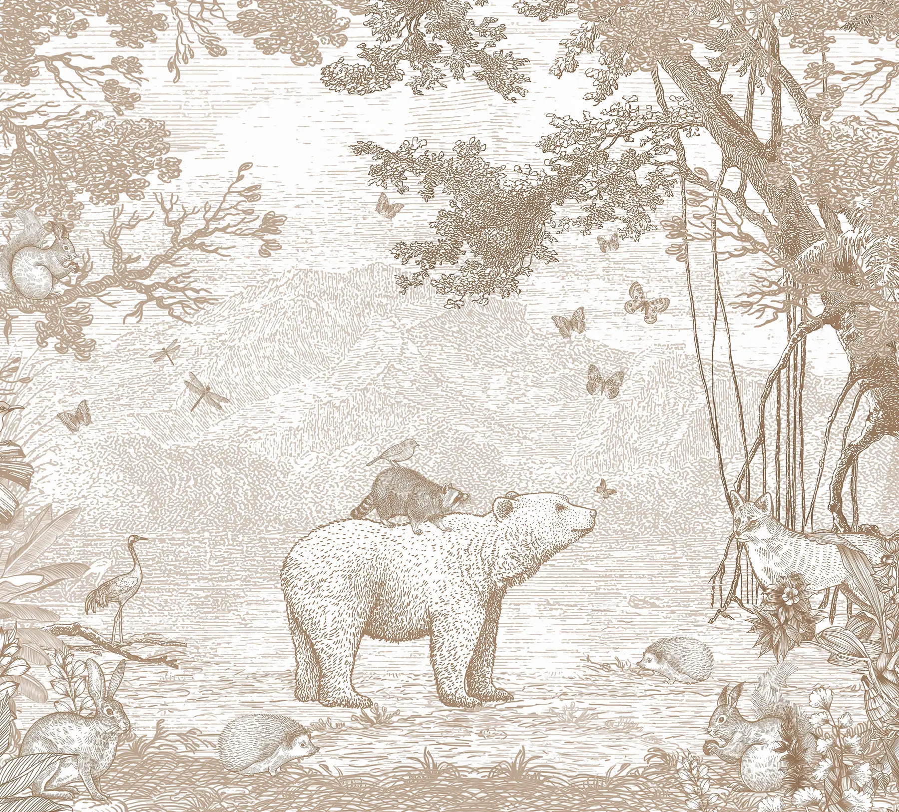 wall murals Бајка шума са дивним животињама u95425